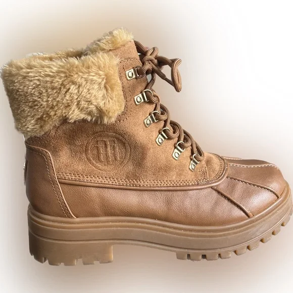 Tommy Hilfiger Women’s Finil Tan Leather Lace Up Winter Ankle Boots US 9M